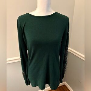 Milano Green Studded Sleeve Dolman Sweater – Size M